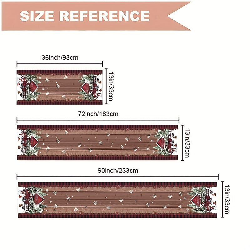 Christmas Table Runner Merry Christmas Tree Snowman Pattern Table Cover