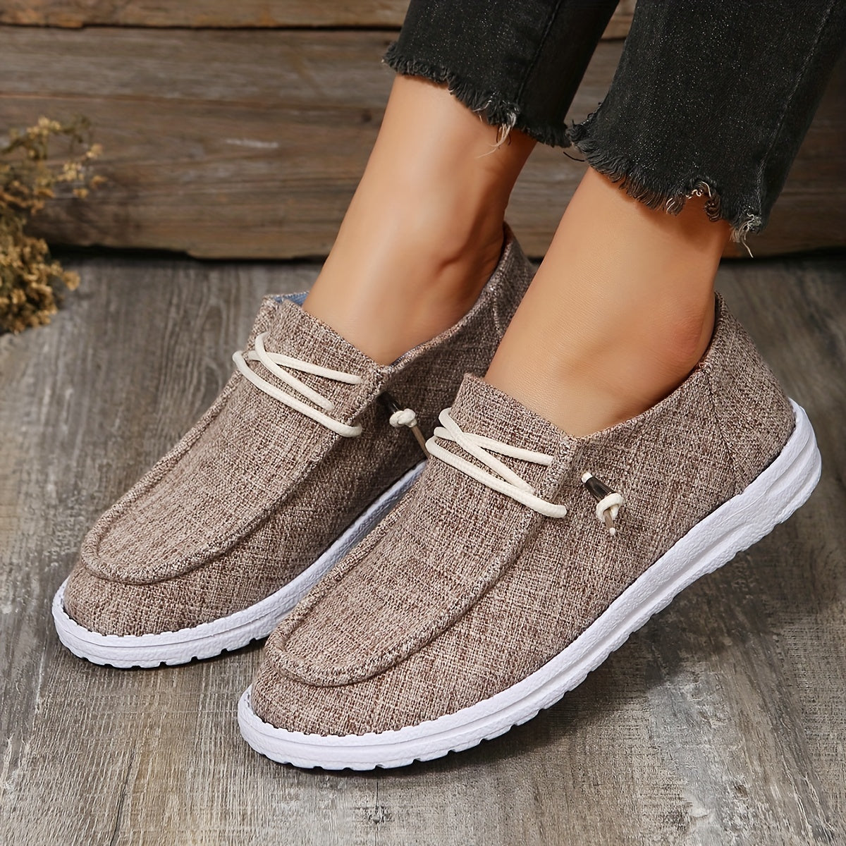 Women's Lightweight Slip On Canvas Shoes Low Round Toe Casual Sporty Shoes