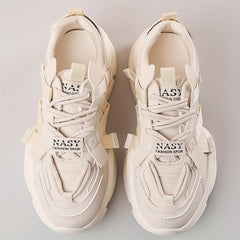 Women's Chunky Heel Sneakers Lace Up Outdoor Shoes Sport Shoes