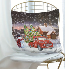 Christmas Tree Car Snowman Pillow Covers Decor