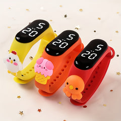 3pcs Kids' Animal Pattern LED Electronic Watch Set for Boys and Girls