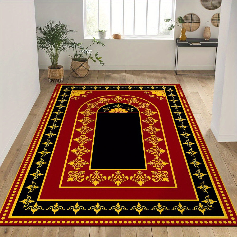 Large Vintage Floral Prayer Rug Non Slip, Machine Washable Cashmere Floor Mat