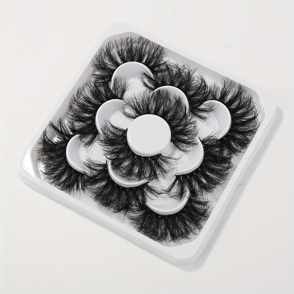 5 Pairs 25mm Dramatic Wispy Faux Mink Lashes