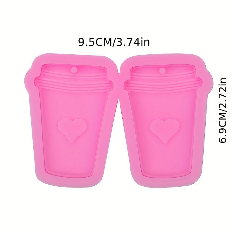 Heart Cutout Resin Milk Tea Cups Keychain Mold
