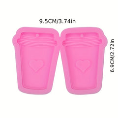Heart Cutout Resin Milk Tea Cups Keychain Mold