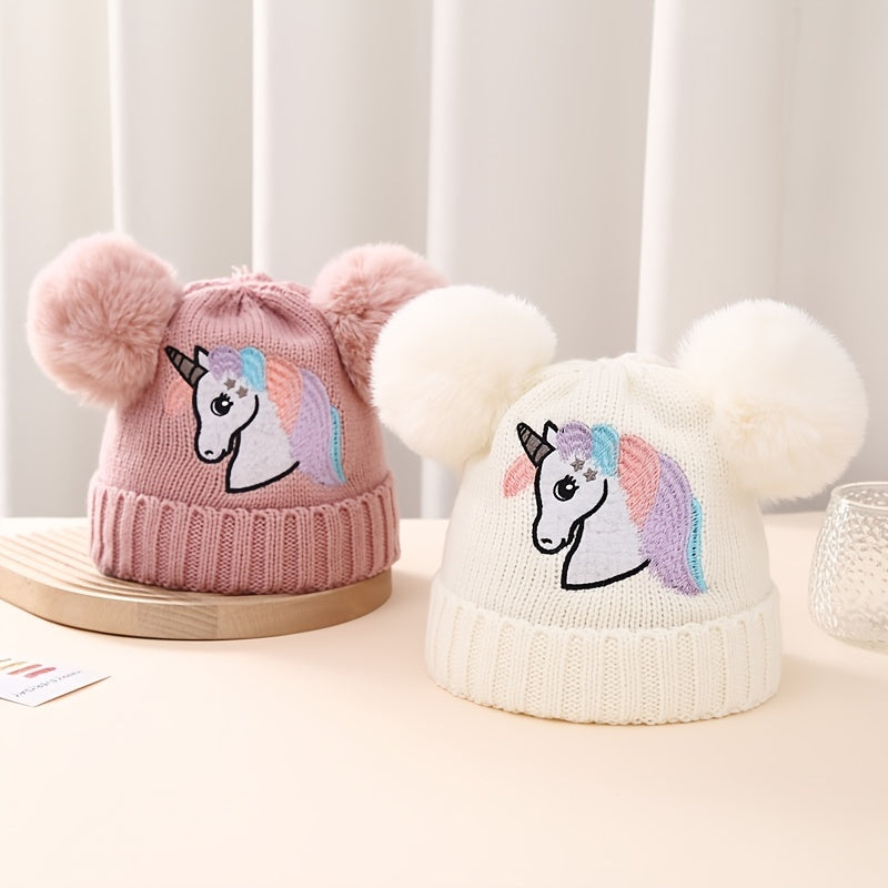 Winter Unicorn Knitted Hat for Kids, 1-3 Years, Birthday Gift