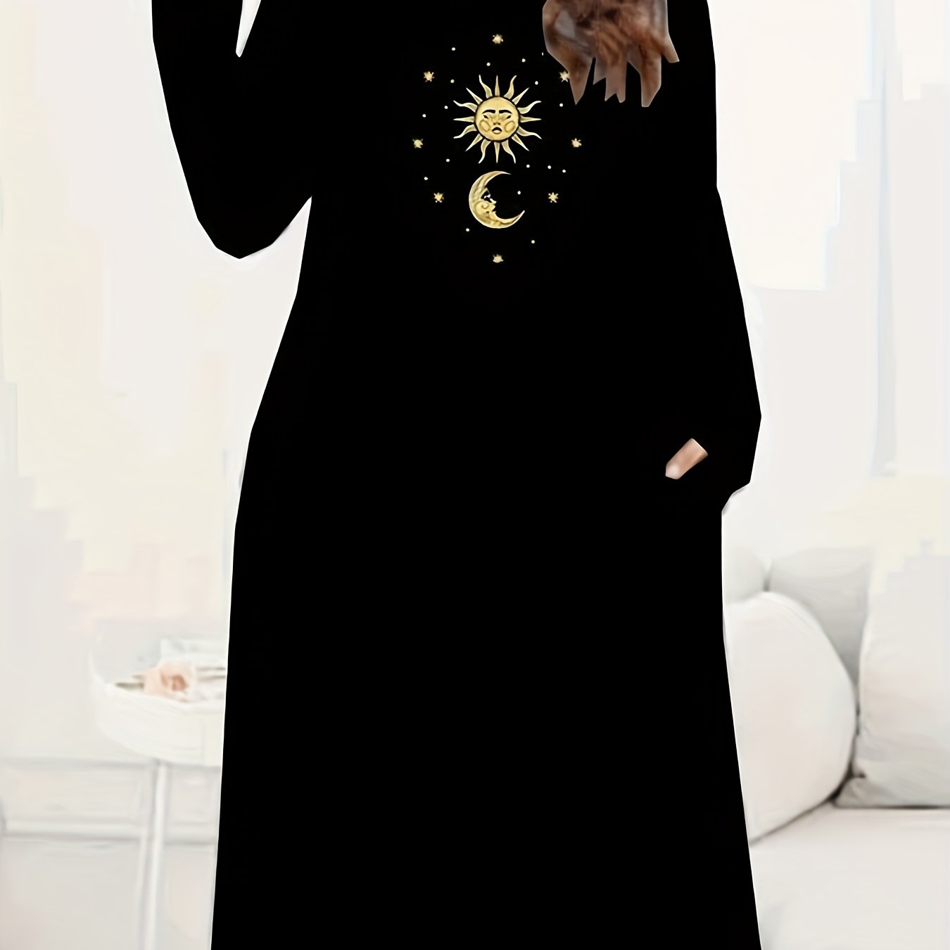 Sun & Moon Print Long Sleeve Tee Dress