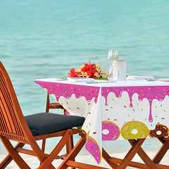 Donut Dessert Theme Table Cover for Birthday Party Decorations
