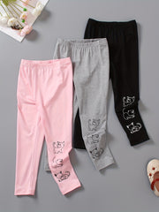 3pcs Toddler Girls Cartoon Leggings Elastic Waist Tights