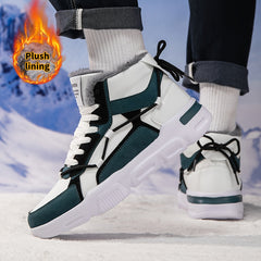 Men's Color Block High Top Snow Boots Warm Plush Lining