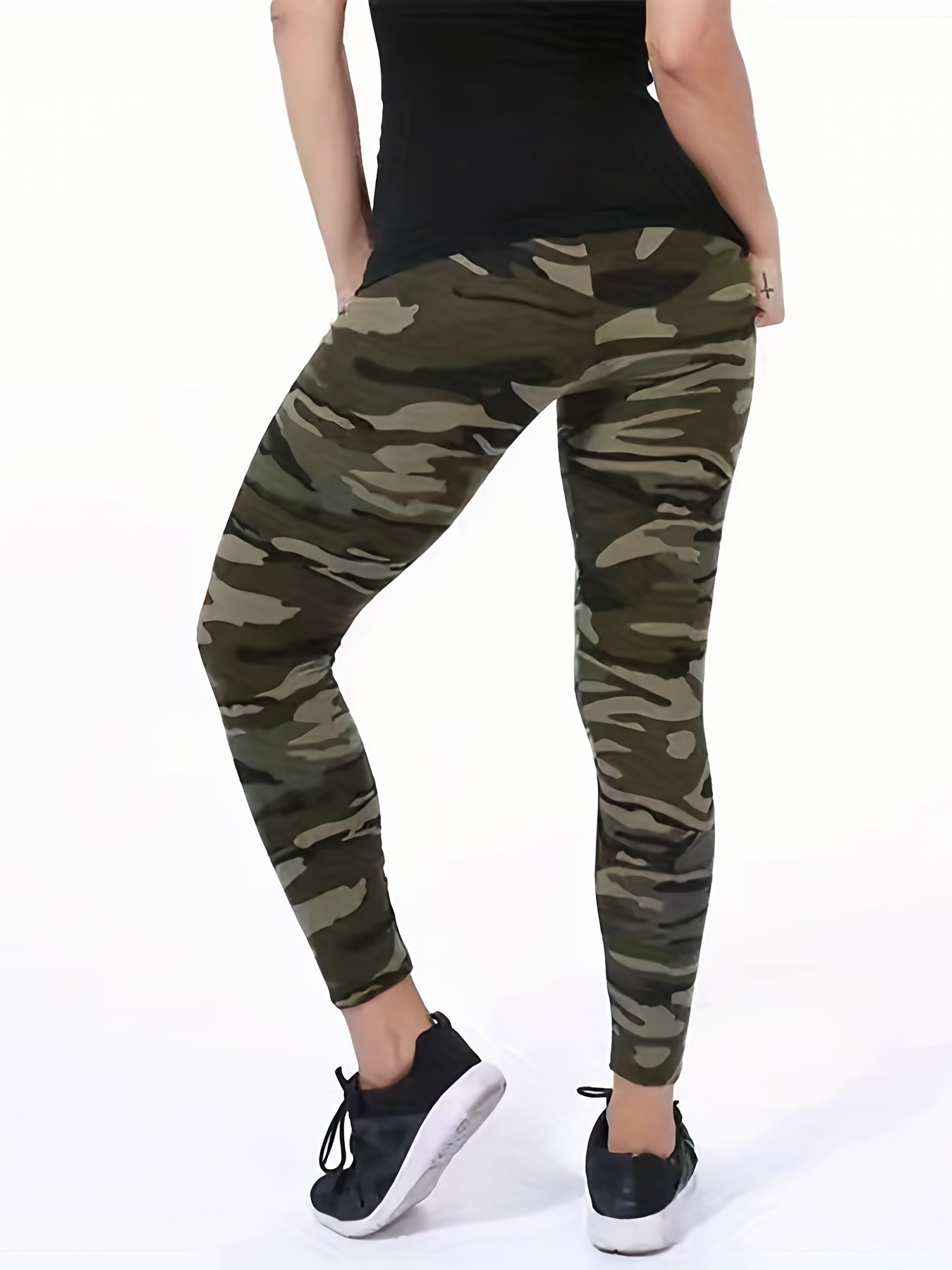 High Rise Camo Leggings Medium Stretch Skinny Fitness