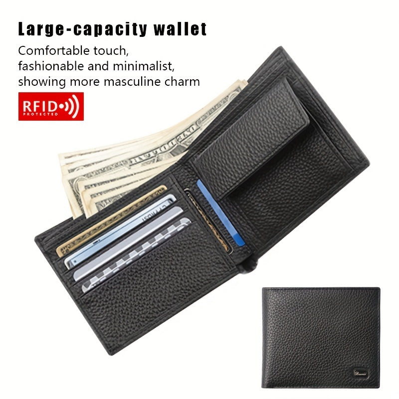 Men's RFID Anti theft Wallet Leather Short Wallet Money Clip Vintage