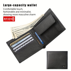 Men's RFID Anti theft Wallet Leather Short Wallet Money Clip Vintage