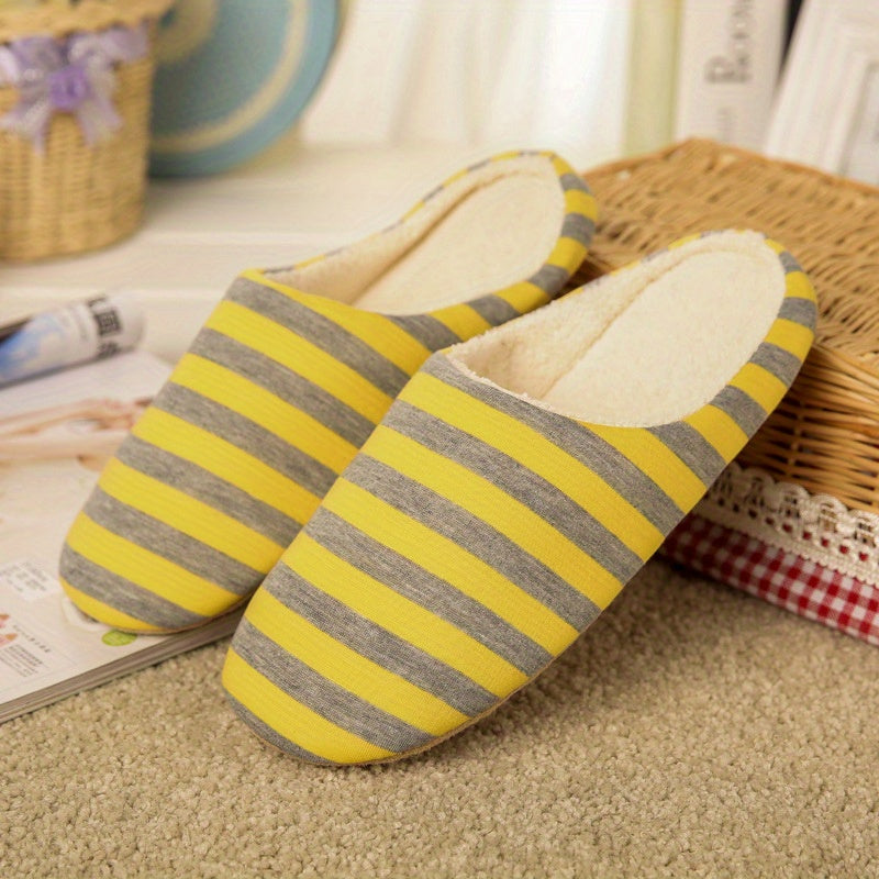 Women's Stripe Slippers Keep Warm Lightweight Comfortable Non Slip