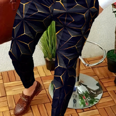 Geometric Print Casual Vintage Stretch Dress Pants For Business Party