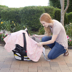 Peekaboo Car Seat Cover Damask Champagne Seat Canopy Nursing Cover