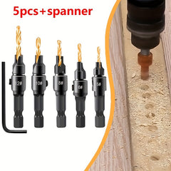 5pcs Countersink Drill Bit Set for Perfect Pilot Holes Woodworking