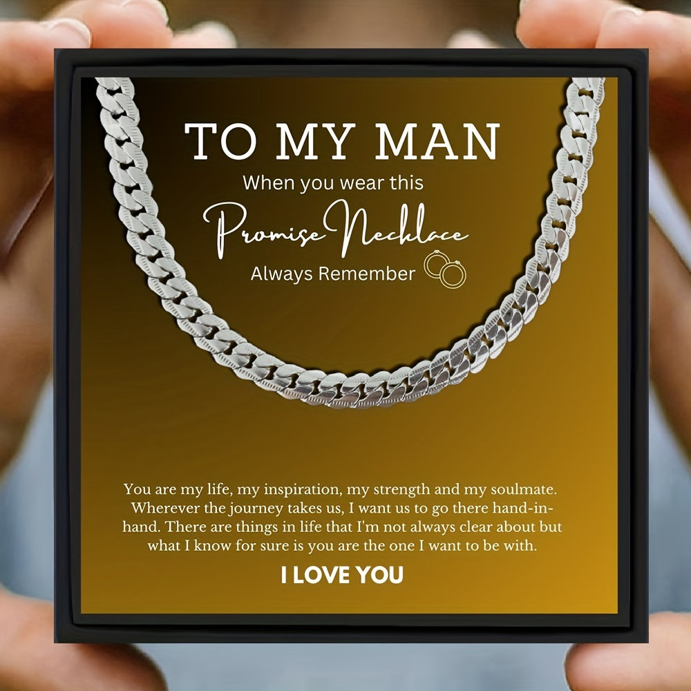 Punk Silver Stainless Steel Cuban Chain Pendant Necklace for Him