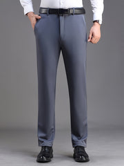 Men's Stretch Dress Pants Solid Color Business Wear Spring Fall
