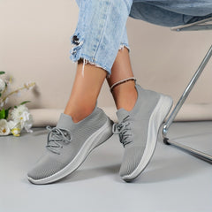 Women's Breathable Knit Sports Shoes Lace Up Low Top Sneakers