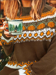Colorblock Geometric Print Sweater