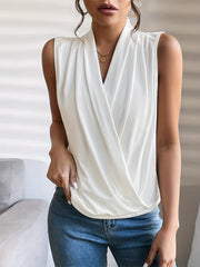 Ruched Surplice Neck Tank Top Sleeveless