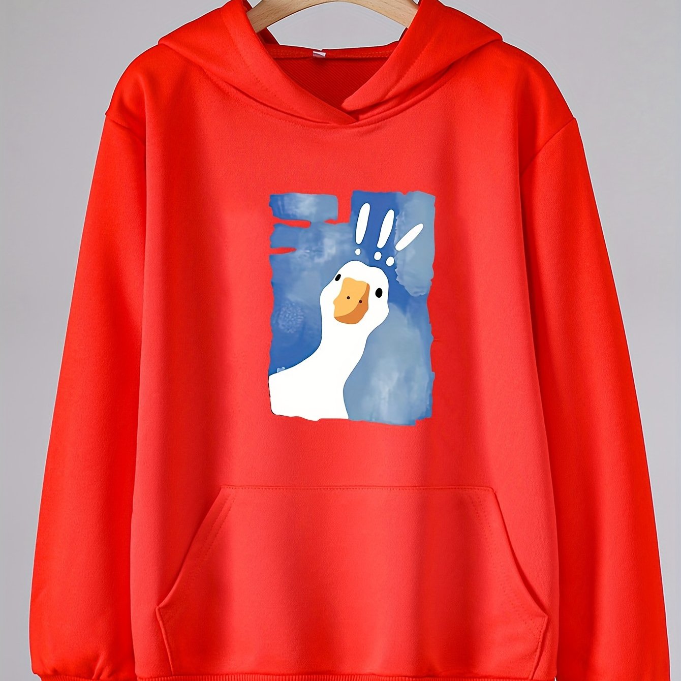 Girls Cartoon Goose Hooded Sweatshirt Long Sleeve Pullover For Girls Clothes