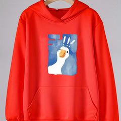 Girls Cartoon Goose Hooded Sweatshirt Long Sleeve Pullover For Girls Clothes