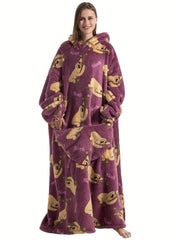 Sloth Pattern Sherpa Fleece Nightgown