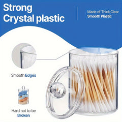 Clear Plastic Swab Holders with Lid Dust-Proof Jars for Vanity Dresser