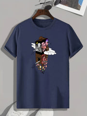 Cartoon Print Men's Graphic T shirt for Summer