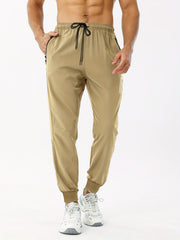 Men's Letter Print Joggers Zipper Pockets Athletic Sweatpants