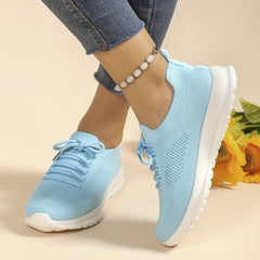 Women's Knit Lace Up Sneakers Non slip Weaving Sneakers