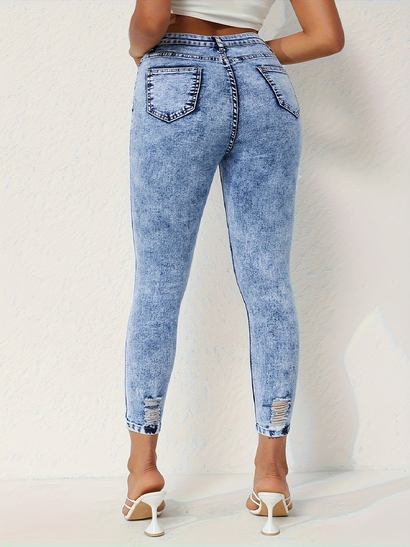 Button Fly Ripped Skinny Jeans
