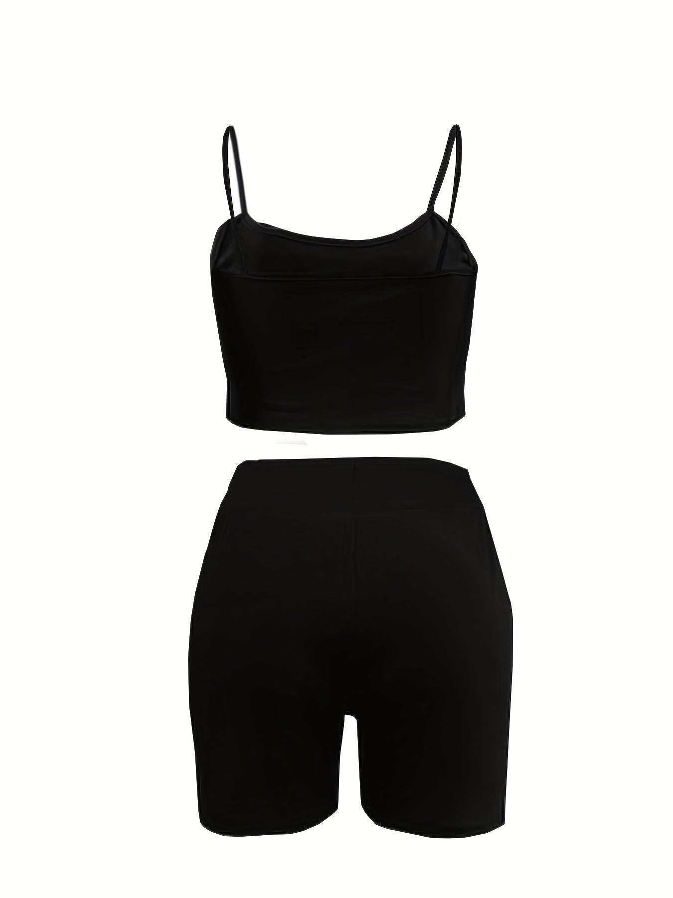 Bear & Letter Print Cami Crop Top & Biker Shorts Set