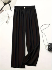 Wide Leg Casual Pants Elastic Waist Loose Fit