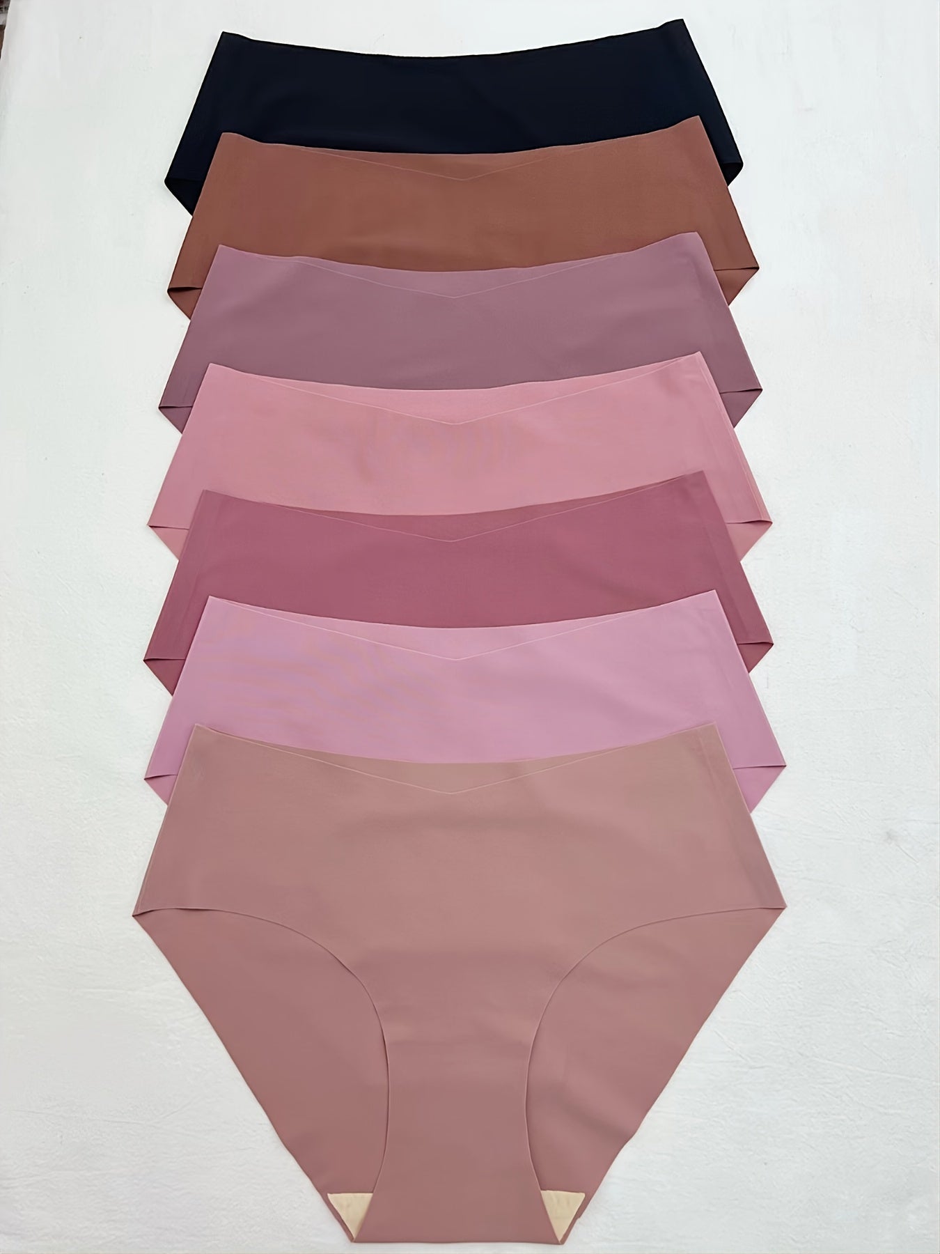7 Pcs Seamless Hipster Panties Solid Bikini Briefs Women's Underwear