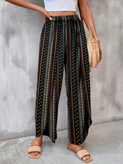 Tribal Print Wide Leg Pants Elastic Waist Casual Pants