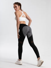 High Waisted Yoga Leggings Mesh Colorblock