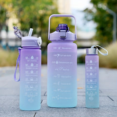 3pc 300 750 2000ml Water Bottle Time Marker Leak Proof Gradient Sports Plastic