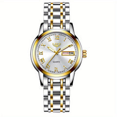 LIGE Golden Watch Ladies Steel Bracelet Waterproof Clock