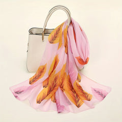 Chiffon Leaf Pattern Scarf Shawl for Summer Beach
