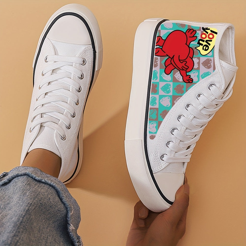 Girls High Top Love Heart Skate Shoes Comfy Non Slip Casual Lace Up Sneakers