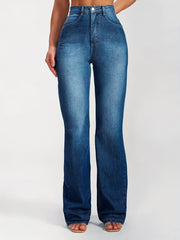 High Rise Washed Staight Leg Jeans
