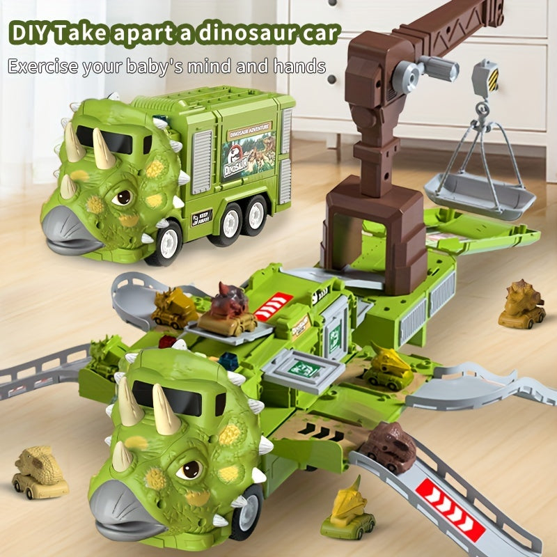 Kids Dino Eng Car Deformation Toy Set Inertia Triceratops Sound Liftable Towe
