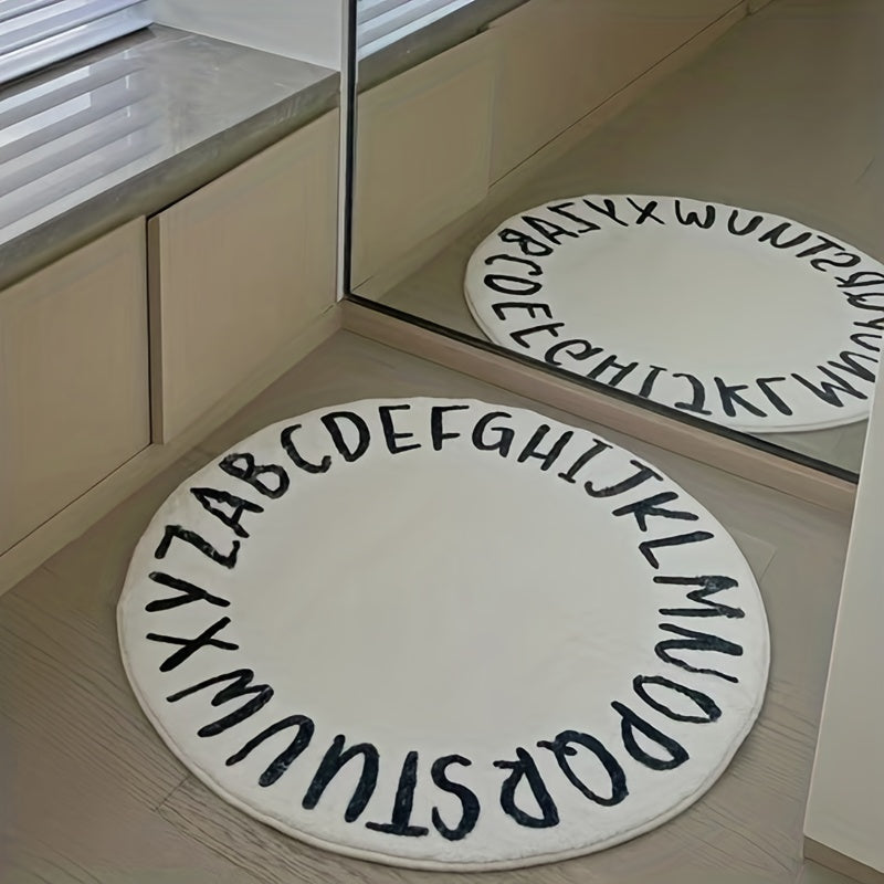 Soft Colorful Alphabet Shaggy Round Rug for Bedroom & Living Room