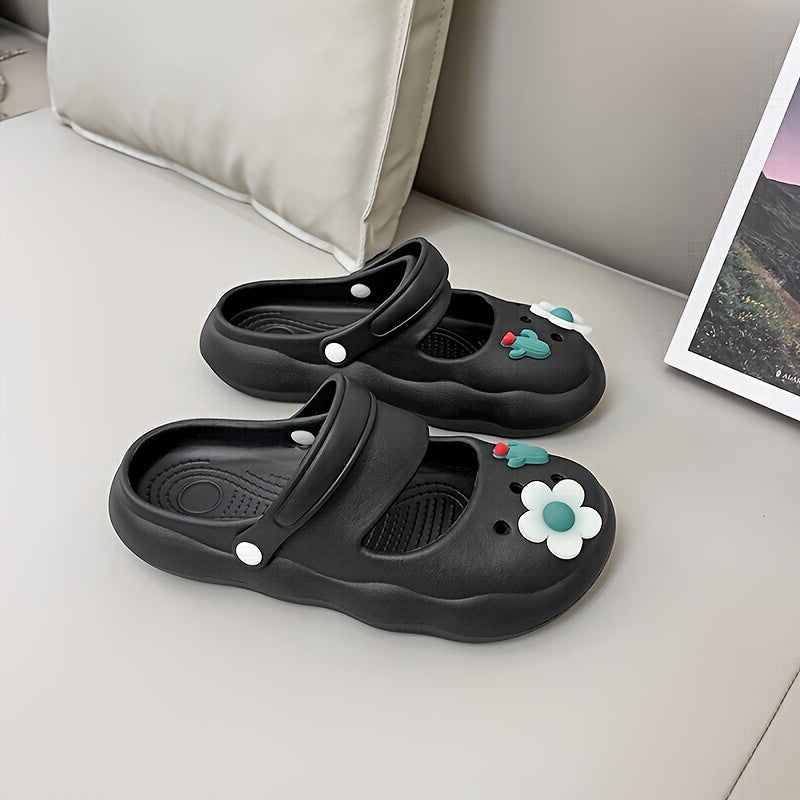 Women's Flower Decor Clogs Slip On Non slip Soft Sole Slides
