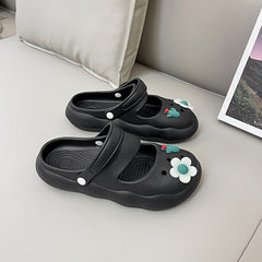 Women's Flower Decor Clogs Slip On Non slip Soft Sole Slides