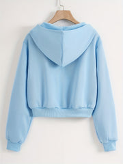 Sporty Zipper Kangaroo Pocket Sweatshirt Long Sleeve