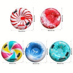 PVC Inflatable Skiing Ring Winter Snowboard Safety Handle Leak Proof Cartoon